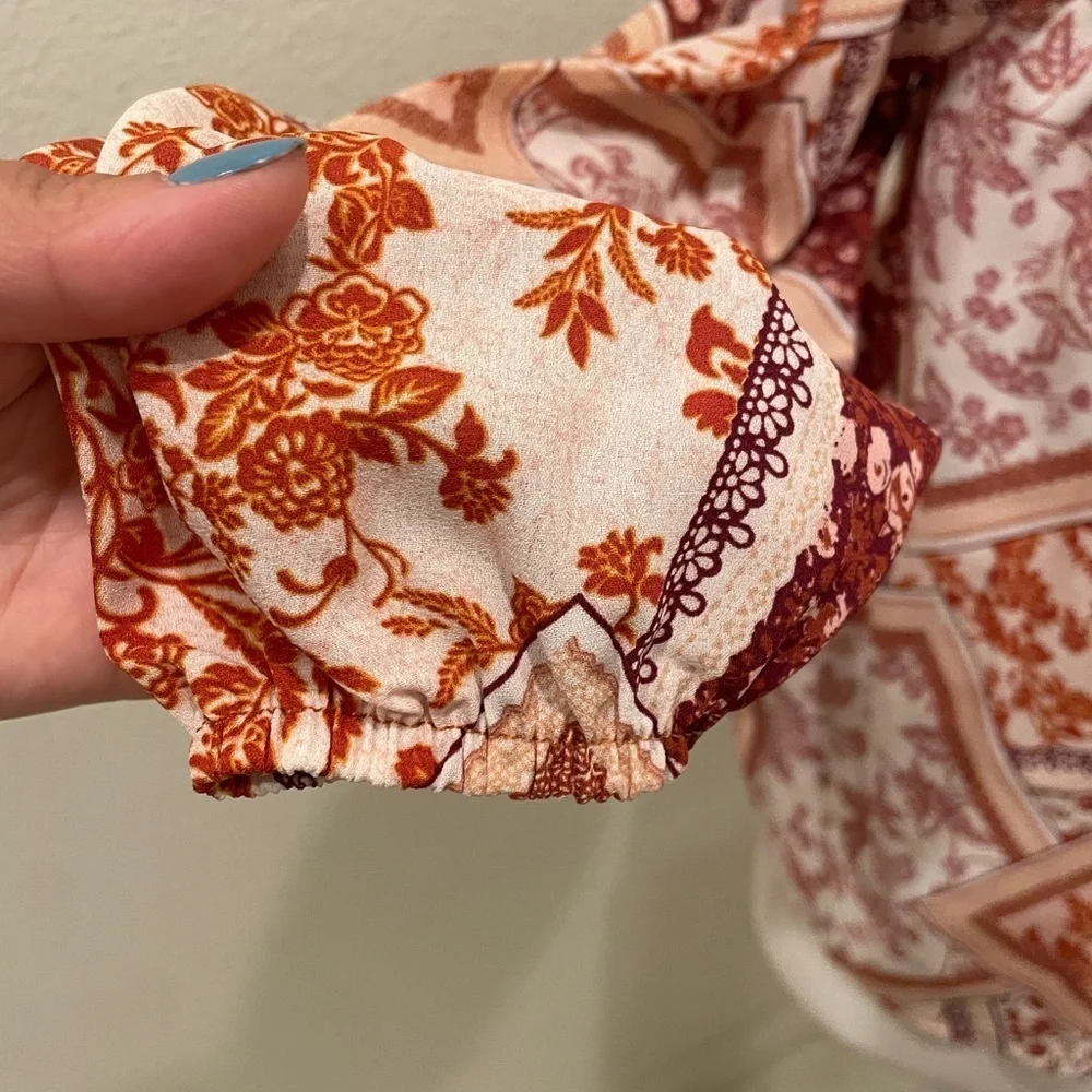 Forever 21 Boho Floral Patchwork Peasant Blouse | Women’s Small - Picture 3 of 6